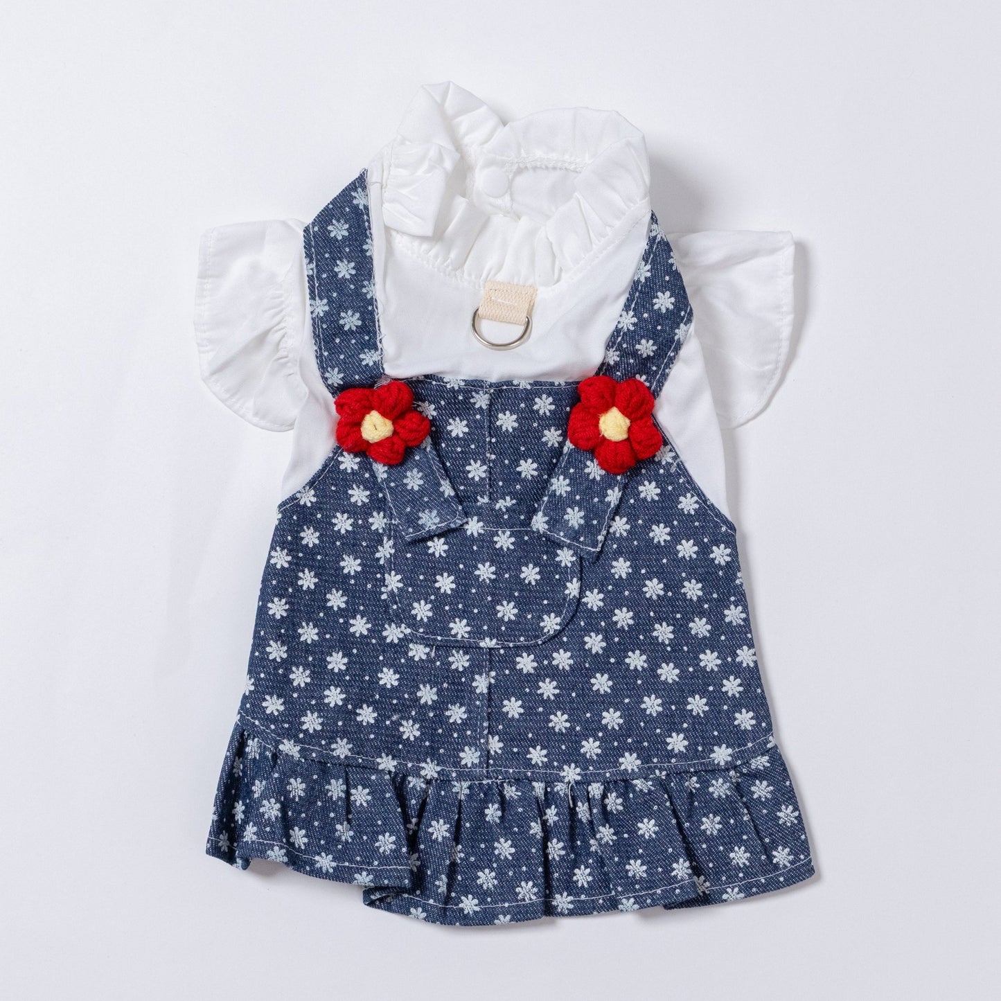Flower Denim Overall Dress 【With Lead Hook】 - LIKE ME