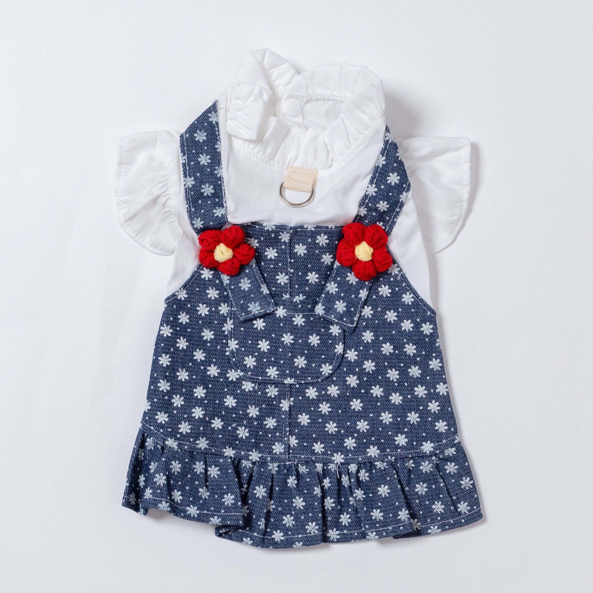 Flower Denim Overall Dress 【With Lead Hook】 - LIKE ME